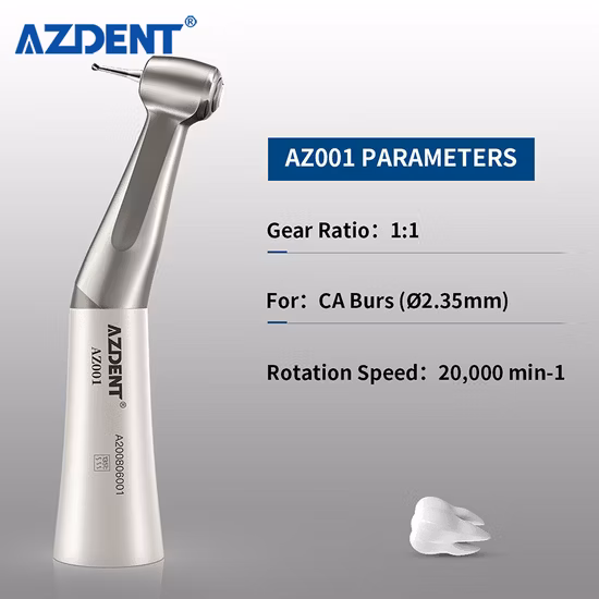 Azdent Dental Low Speed 1: 1 Handpiece Kit Contra Angle Straight Handpiece with 4 Holes Air Motor