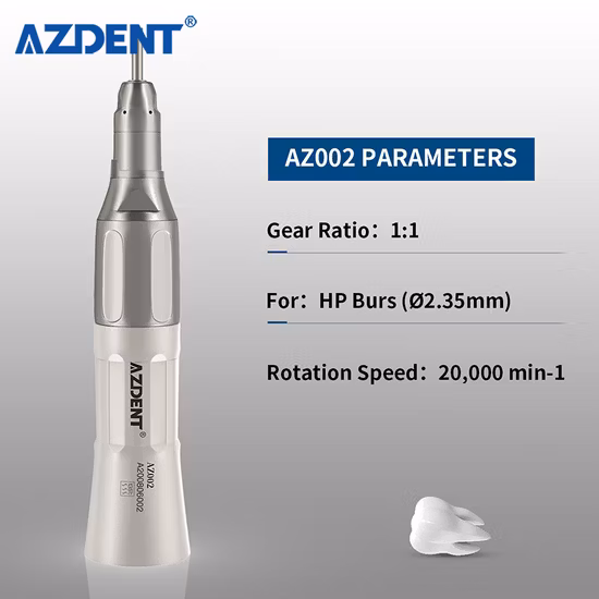 Azdent dental baixa velocidade 1: 1 handpiece kit contra ângulo handpiece reto com 4 furos motor de ar