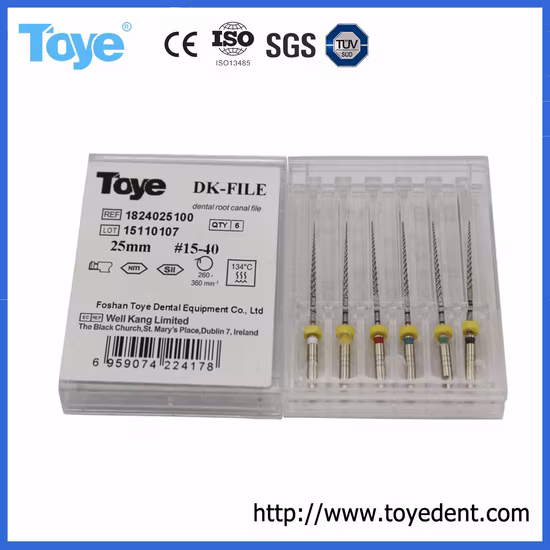 Arquivos giratórios de Niti Dk do canal de raiz do material consumível dental